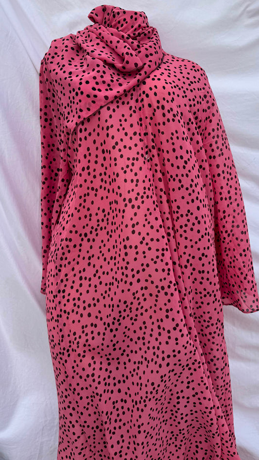 Pink Polka Dot Abaya
